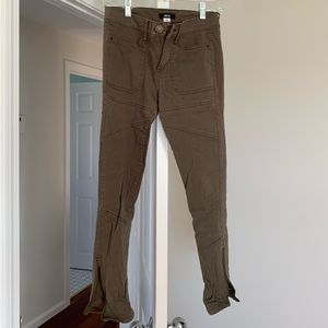 Army green jeans with zipper ankles